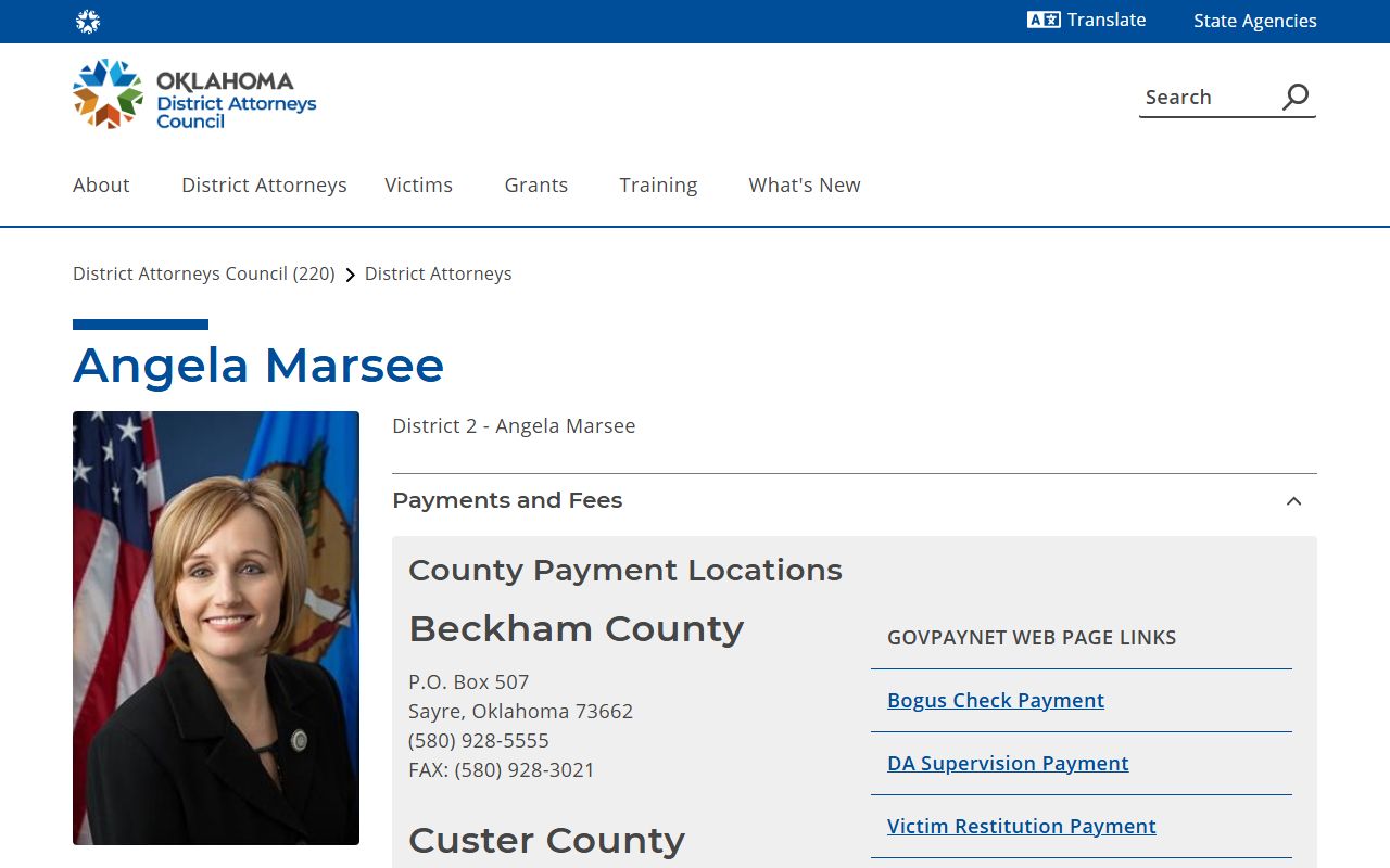 Washita County criminal court records District Attorney District 2 page