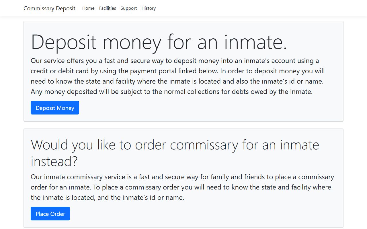 City Tele Coin deposit portal used to fund Washita County jail inmate commissary accounts